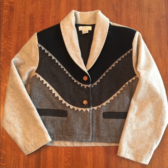 Sandy Starkman Jackets & Blazers - Cropped Black Gray Wool Blazer, Retro Mod, Sz M